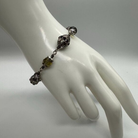 Brighton‎ Jewel Fantasy Beaded Bracelet Silver Tone Faceted Purple Green Beads - Picture 1 of 12